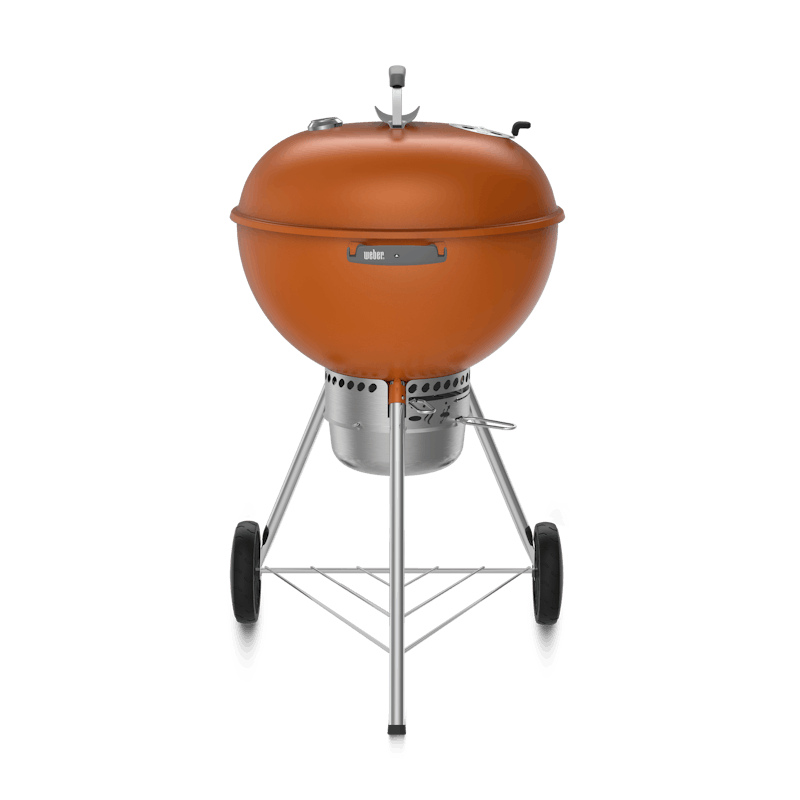 Burnt orange charcoal grill with gray trim finishes. image number 0
