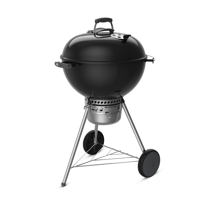 Black charcoal grill with gray trim finishes. image number 1