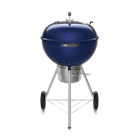 Deep ocean blue charcoal grill with gray trim finishes. image number 0