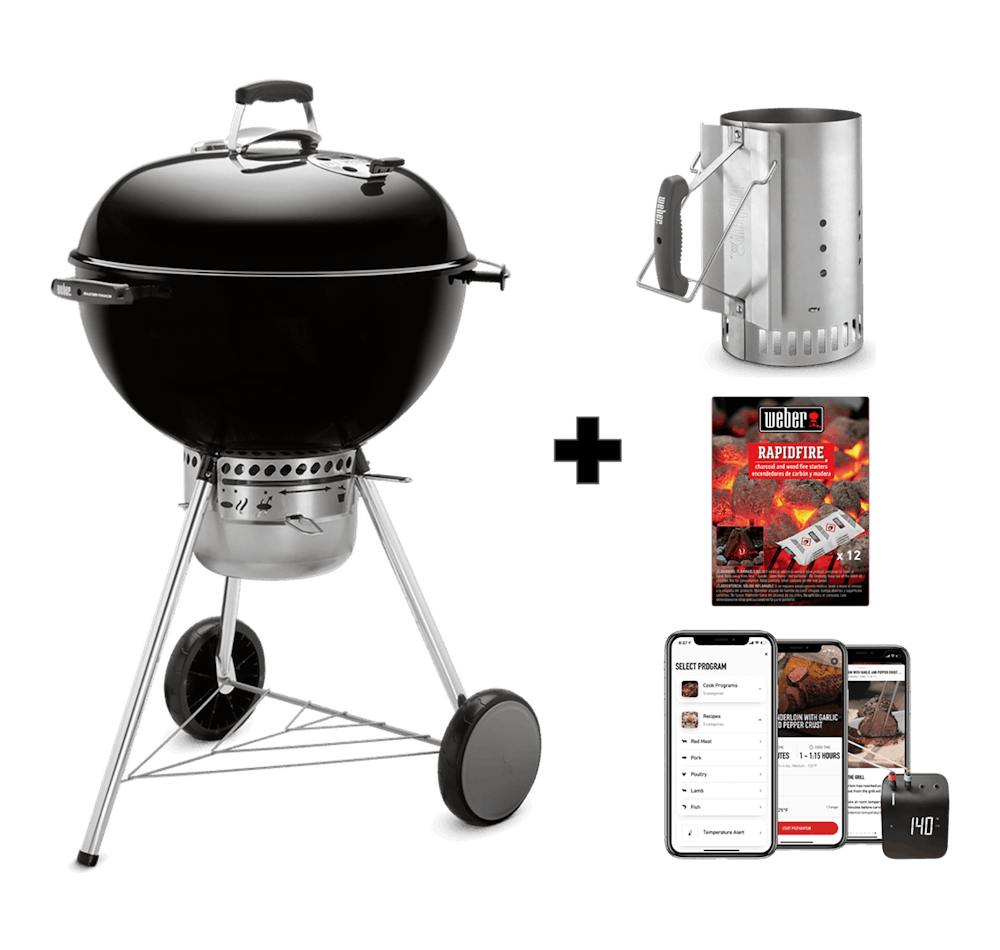  Parrilla a carbón Master-Touch, 22" + Cubos + Encendedor + Weber Connect View