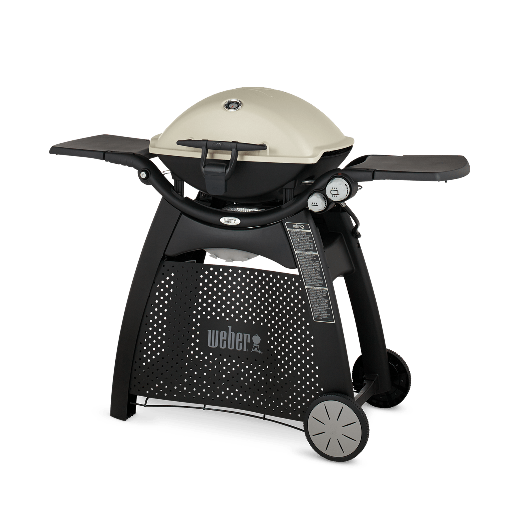 Q 3200 2-Burner Propane Gas Grill Titanium Built-In Thermomter Porcelain Coated 