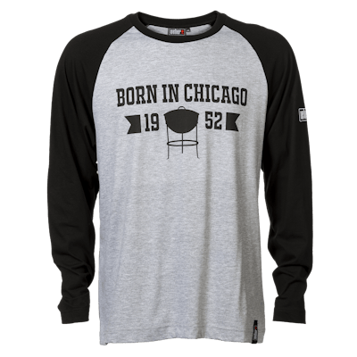 Camiseta de manga larga unisex con leyenda “Born in Chicago”