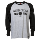 "Born in Chicago", pitkähihainen unisex-paita – musta/harmaa image number 0