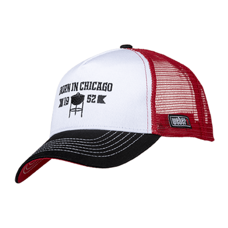 Cappellino trucker Weber con scritta "Born in Chicago" e logo laterale image number 1