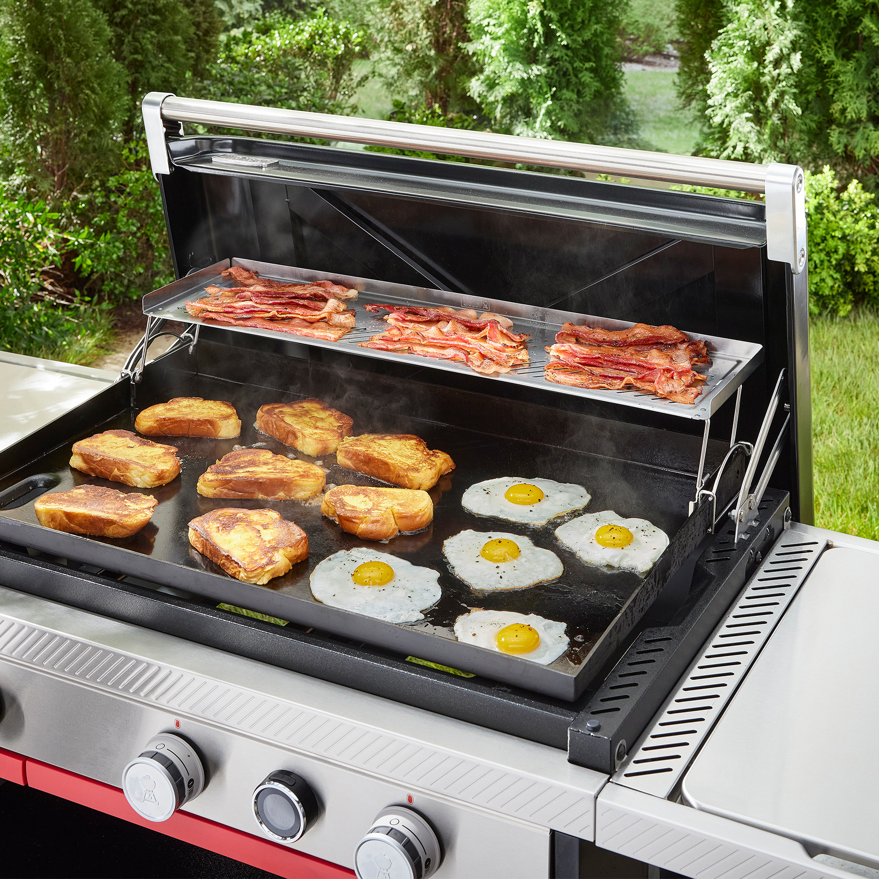Dual-Level Warming Rack | Fits 30” Slate® Griddle | Weber US