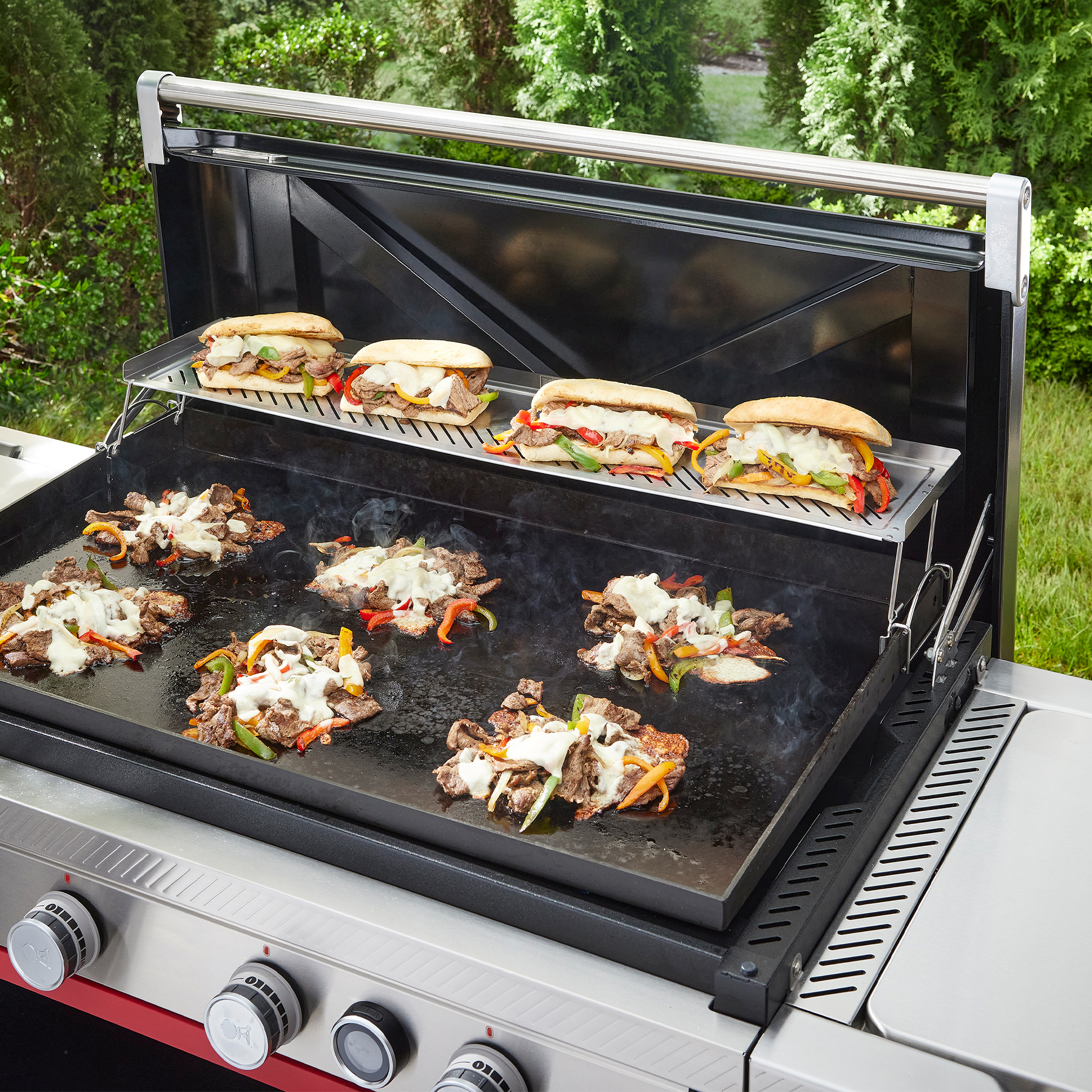 Dual-Level Warming Rack | Fits 36” Slate® Griddle | Weber US