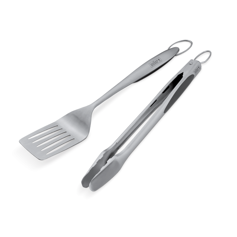 Weber Soft Rubber Grip Stainless Steel 2-Piece Barbeque Tool Set
