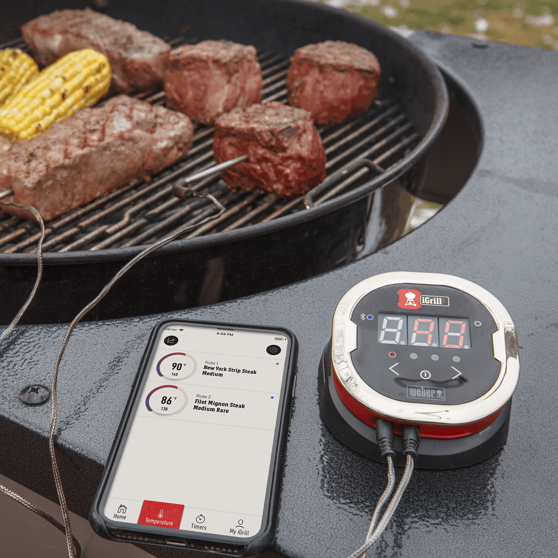 kostenlosen Weber iGrill-App Weber 7221 iGrill 2 Bluetooth Grill-Thermometer 