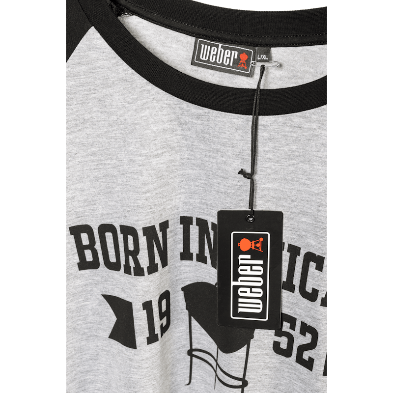 "Born in Chicago", pitkähihainen unisex-paita – musta/harmaa image number 3